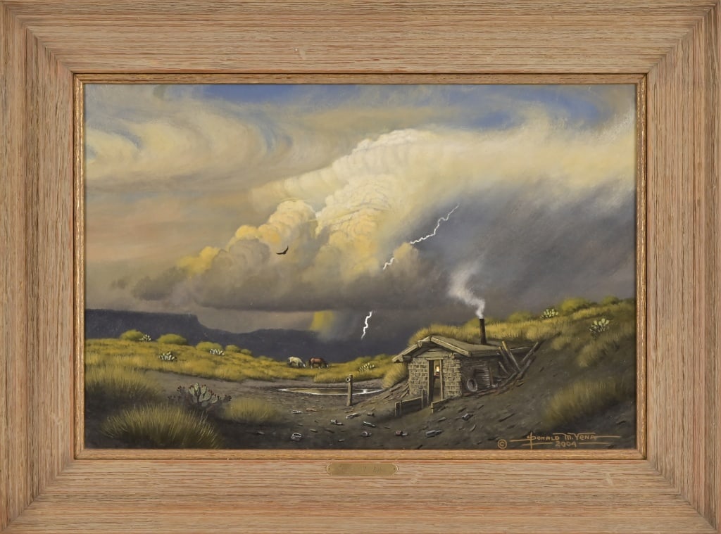Don Yena "Storm And The Dugout" Oil Painting: "Storm And The Dugout" original 16" x 24" oil on canvas, in frame, by Donald M.Yena 2004