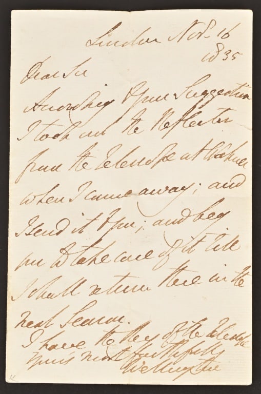 Sam Houston Collection, Duke of Wellington Letter (1 of 10)