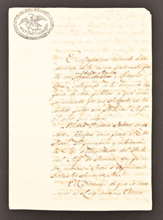 1826 Supreme Tribunal Court, Tamaulipas Document (1 of 9)
