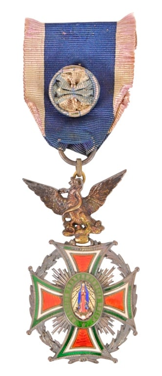 General Santa Anna's Virgin de Guadalupe Medal: Independent Religion Union, 1.25" x 4.25". From the Applewhite-Clark General Antonio López de Santa Anna Collection.