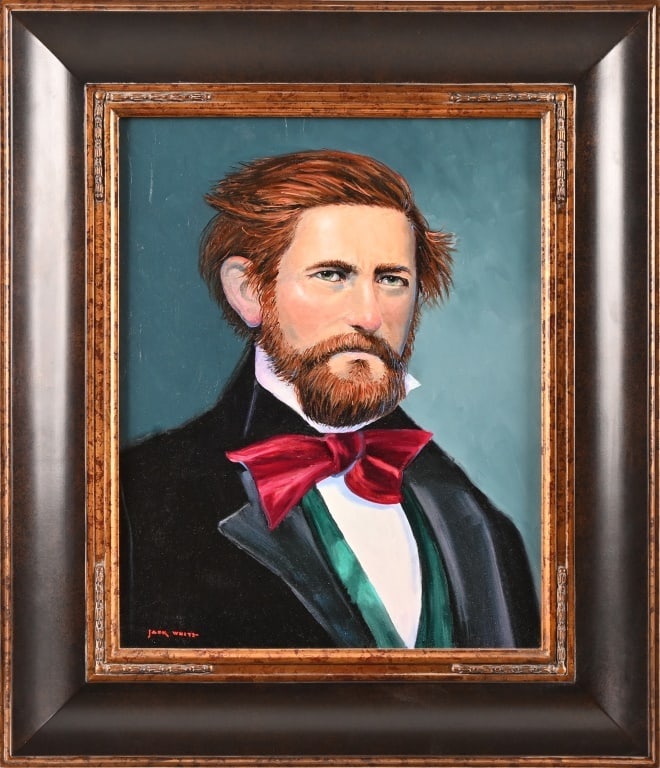 Texas Ranger Jack Hays Portrait by Jack White: Oil on canvas 16x20. Frame measures 24.5" x 28.5"