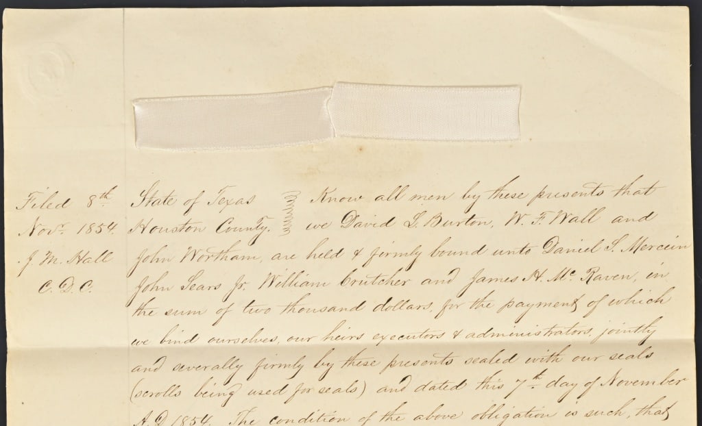 1854 Early Washington County Texas Slave Document - 2