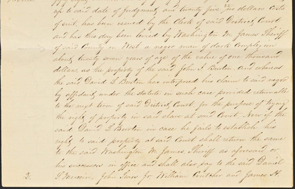 1854 Early Washington County Texas Slave Document - 5