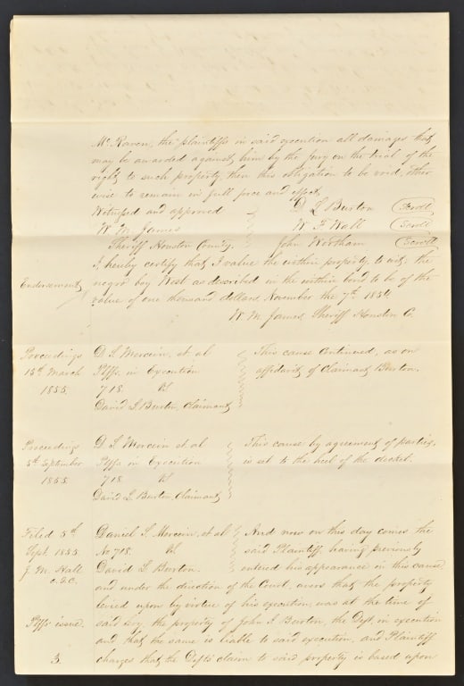 1854 Early Washington County Texas Slave Document - 6