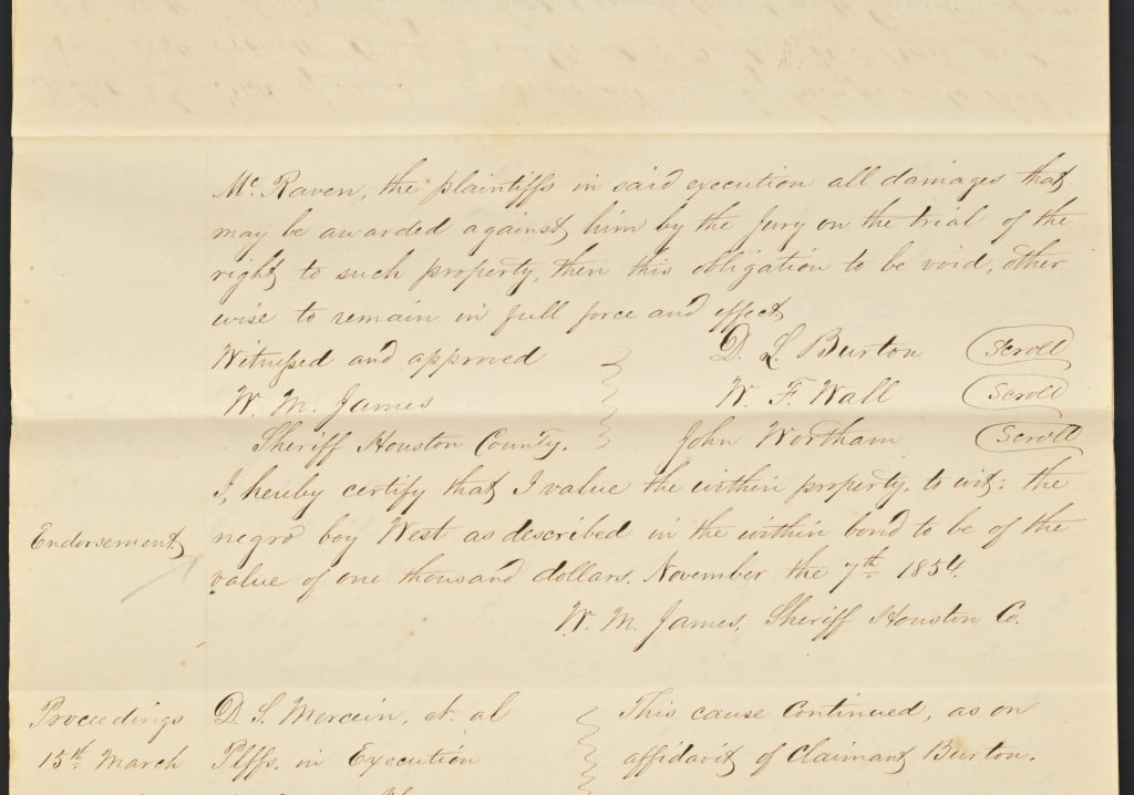 1854 Early Washington County Texas Slave Document - 7
