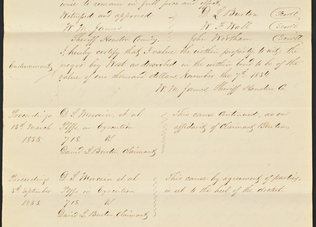 1854 Early Washington County Texas Slave Document - 8