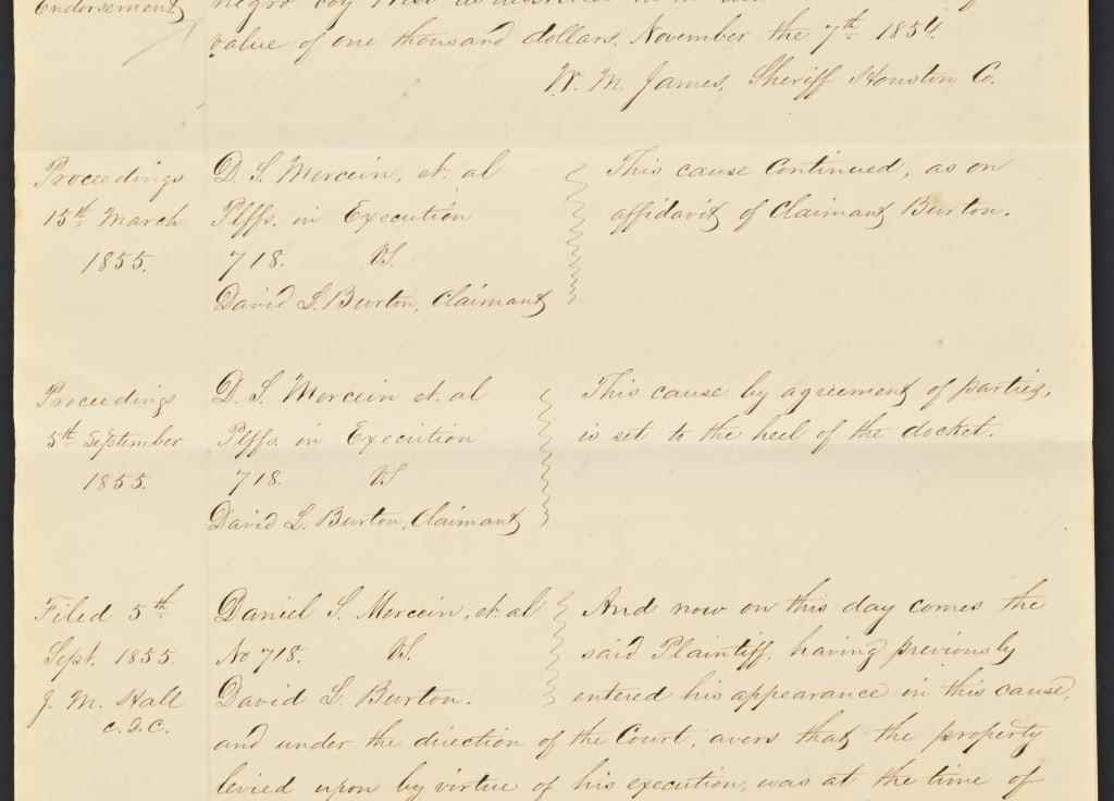 1854 Early Washington County Texas Slave Document - 9