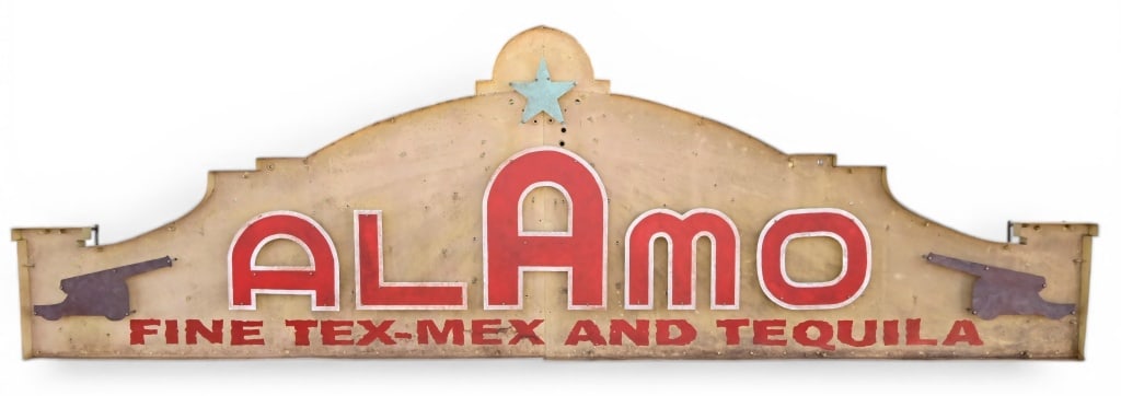 Huge Alamo Cafe Metal Sign: Measures 5 ft x 16 ft