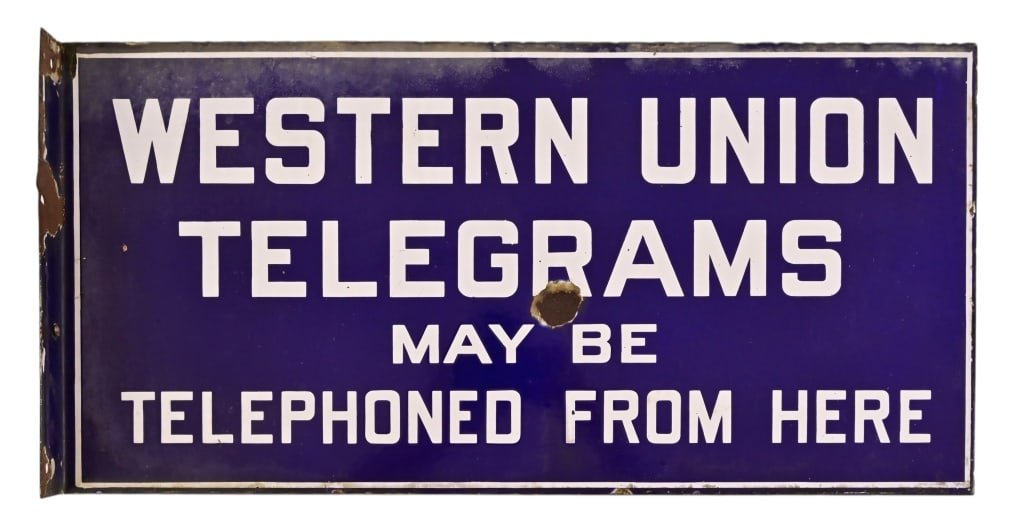 Western Union Telegram Porcelain Flange Sign (1 of 9)