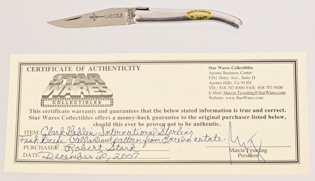 Clark Gable's Sterling Silver Fish Knife (1 of 10)