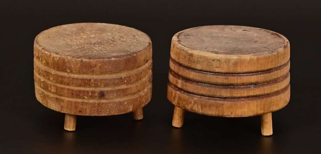 (2) Texas Mfg Co. Salesman Sample Butcher Blocks: Texas Manufacturing Co., Brenham, Texas. Measure 3" x 4.5"