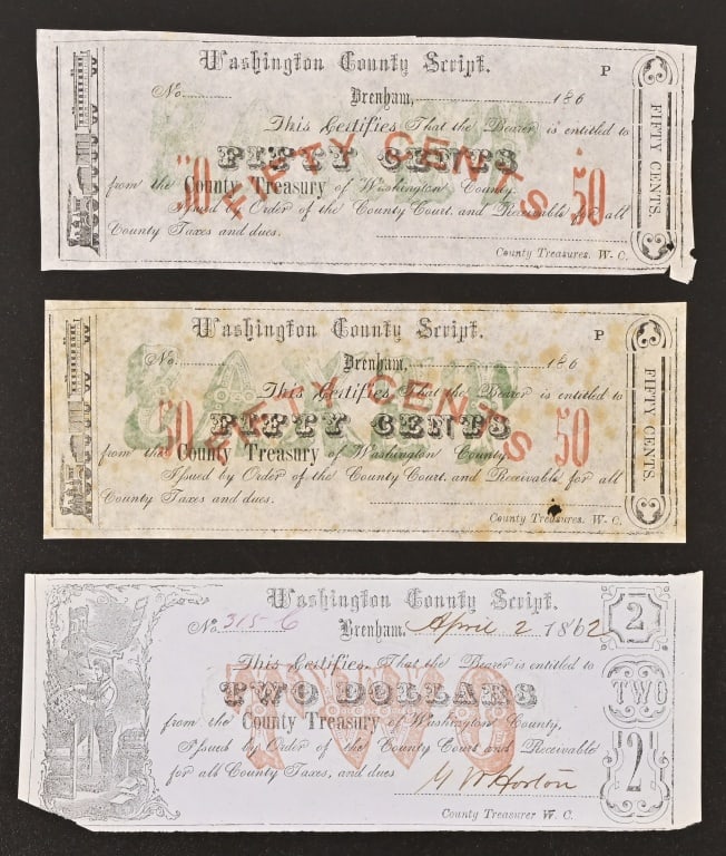 (3) 1860's Washington County Texas Scripts