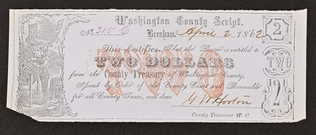 (3) 1860's Washington County Texas Scripts - 5