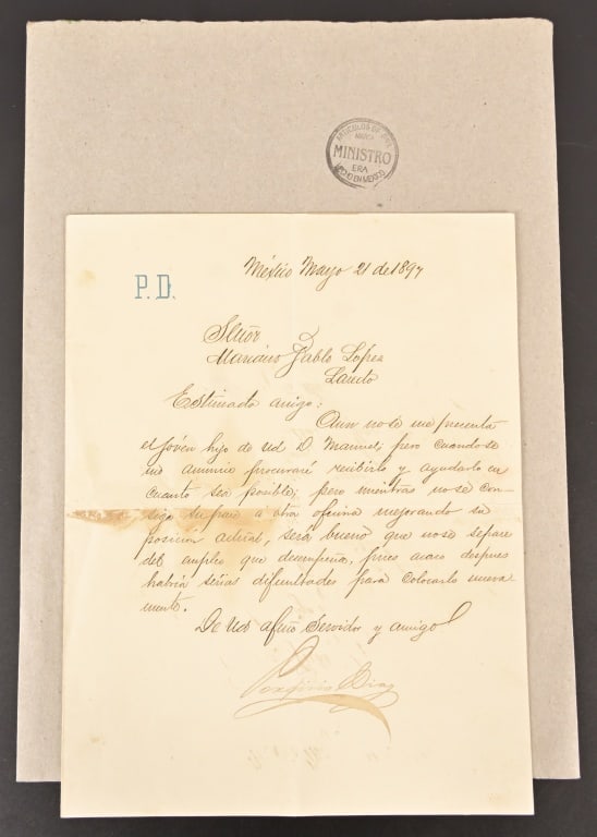 Porfirio Diaz, Hand-Written Document c.1897 (1 of 5)
