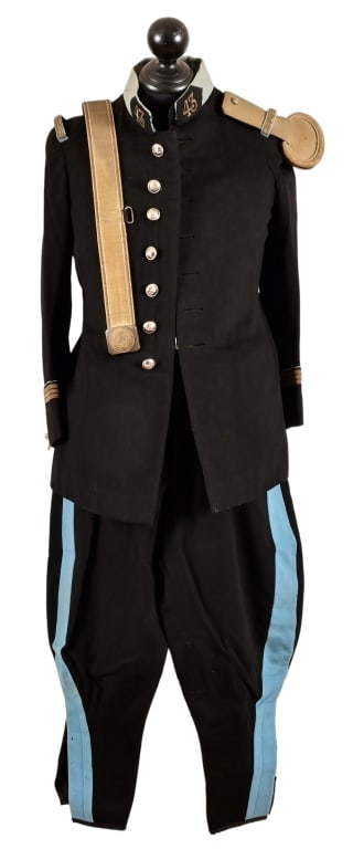 Rare Mexican Cavalry Officer's Uniform: From the Applewhite-Clark Collection. Light blue collar, "43" insignia