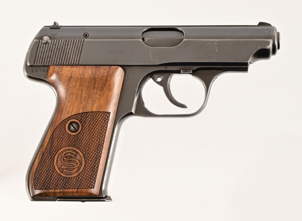 J.P. Sauer 38H 7.65MM Pistol: SN 28701. 3.25" barrel, decent bore. Good condition, wood grips. Modern.