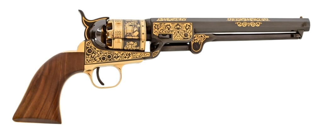 Robert E. Lee Cased Commemorative 1851 Navy: S/N 1371, Robert E. Lee Commemorative 1851 Navy Revolver, commissioned by the United States Historical Society and the Williamsburg Firearms Manufactory. Excellent condition. Presentation cased with t