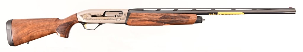 Browning Maxus Ducks Unlimited Semi-Auto 12GA: SN PT2024DU0362. As new in factory box with choke tubes, spacers, and manual. 28" barrel, perfect bore. Engraved silver receiver with gold accents. Modern.