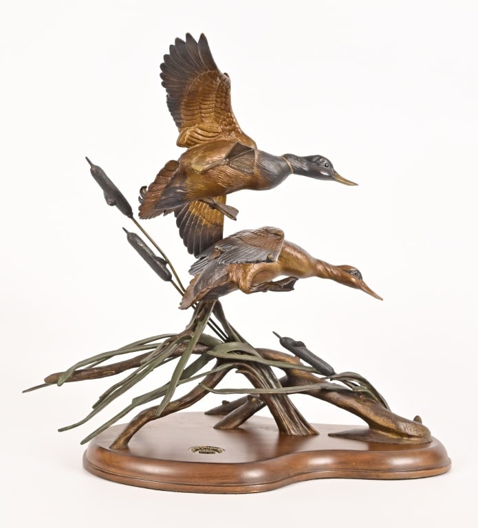 Ducks Unlimited Bronze by Ronnie Wells: Gale Winds" Limited Edition 1208/5500. Measures 14" x 17" x 19