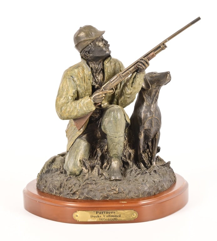 Ducks Unlimited Bronze by Cody Houston: Partners" 1999 Limited Edition 165/4000 on wood base, 8.5" x 9.5
