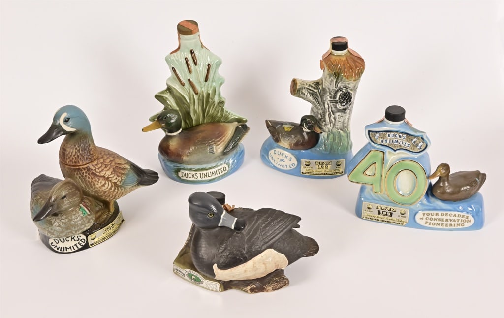 (5) Ducks Unlimited Jim Beam Decanters (Full) (1 of 5)