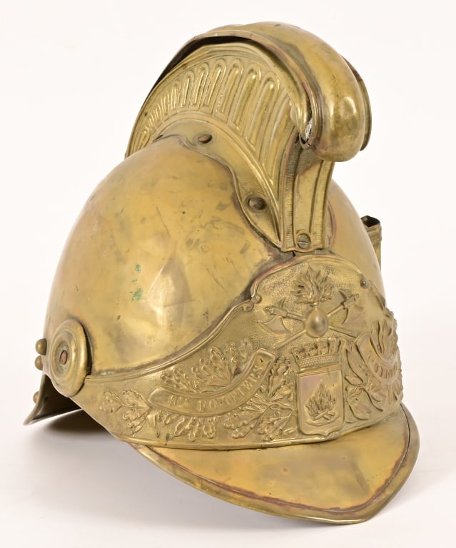 Antique French Firemen's Brass Helmet (1 of 9)