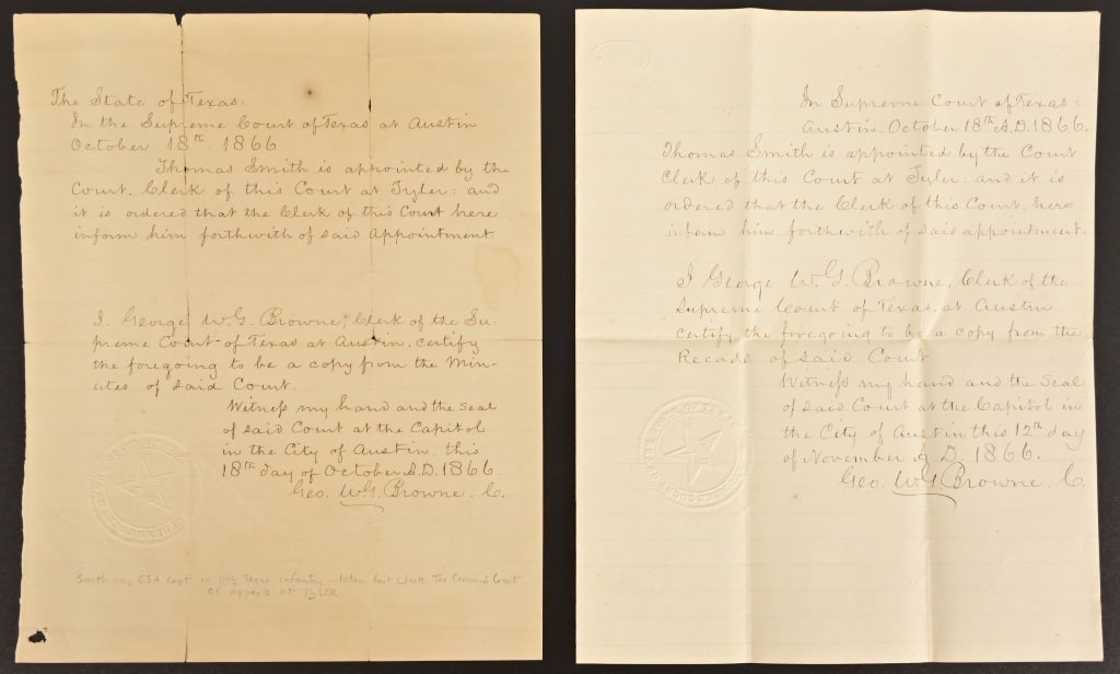 1866 Tyler Texas Clerk Appointment (1 of 7)