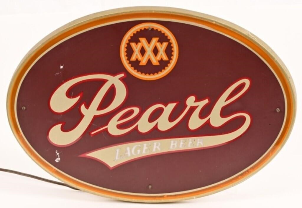 Pearl Beer Advertising Oval Lighted Sign (1 of 6)