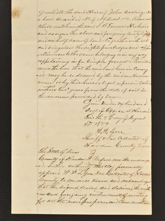 1879 Hardin County Sheriff Document - 4