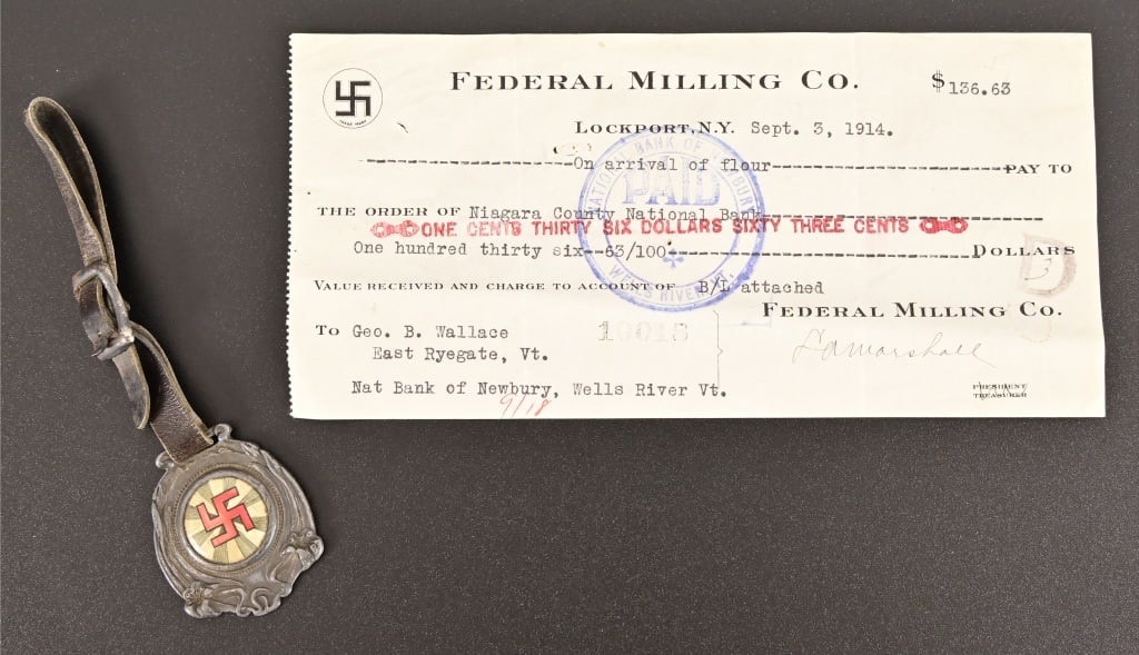 Federal Milling Co. 1914 Receipt & Watch Fob: Federal Milling Co. 1914 Receipt & Watch Fob