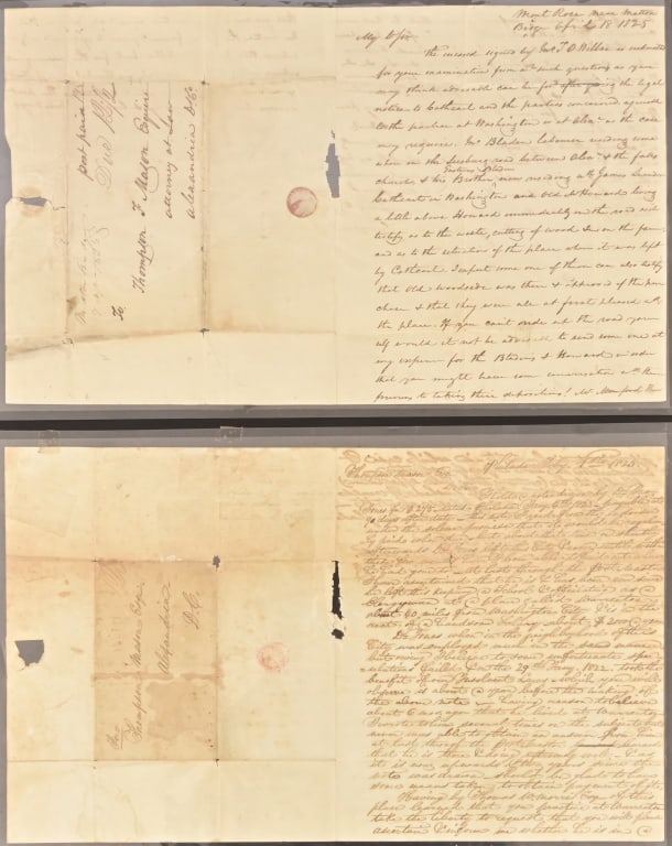 (2) Letters to Thompson F. Mason c.1825: 9.75" x 15.75"