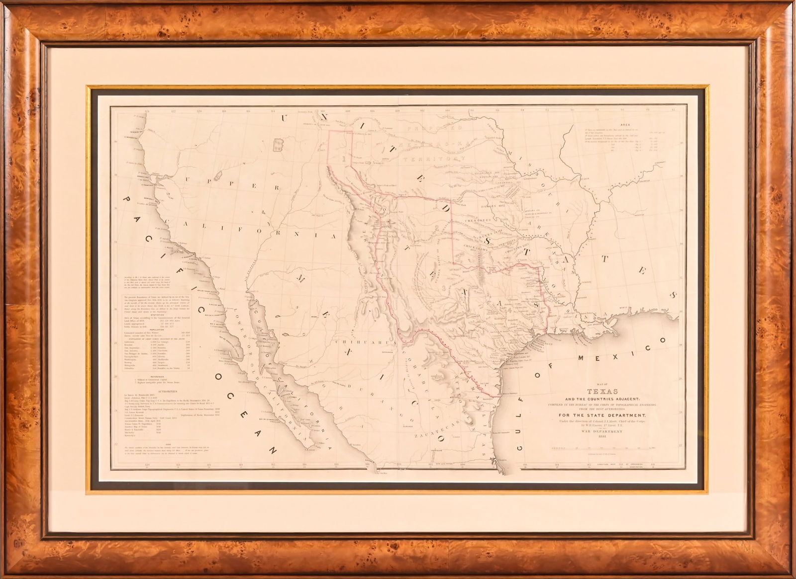First U.S. Government Map of The Republic of Texas: 1844 Republic of Texas Map Lt. William Emory. Lt. Emory's landmark map which was made for use by the United States Senate during negotiations for the annexation of Texas and is the first U.S. Governme