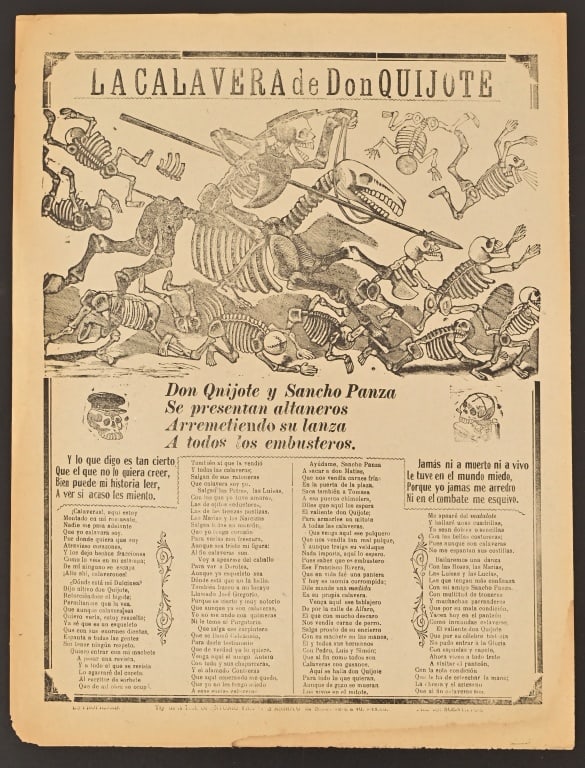 Jose Guadalupe Posada, A. Vanegas Arroyo Print: La Calavera de Don Quijote", 12"x16