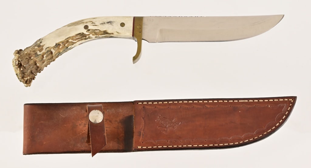 Stag Antler Hunting Knife & Sheath by E.R.B. (1 of 13)