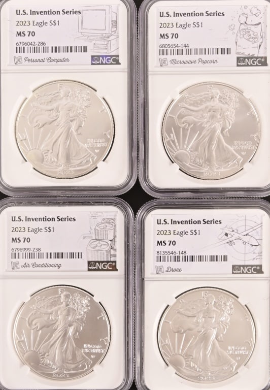 (4)American Silver Eagle 2023 1 0z. Silver Coins (1 of 2)