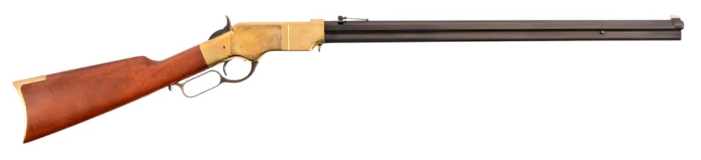 Uberti 1860 Henry Lever Action Rifle .45LC: S/N 26289. Full length tube magazine, 24" barrel. Very nice condition. Modern. .