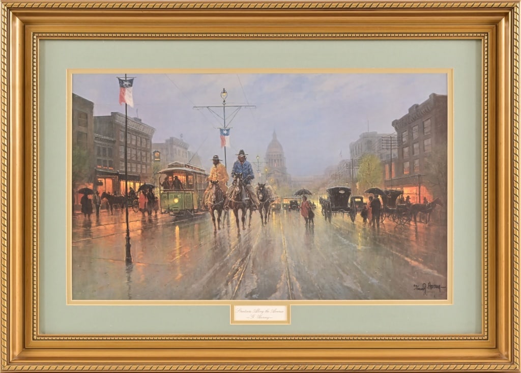 G. Harvey Framed Print: Streetcars Along the Avenue", framed 22.5" x 31