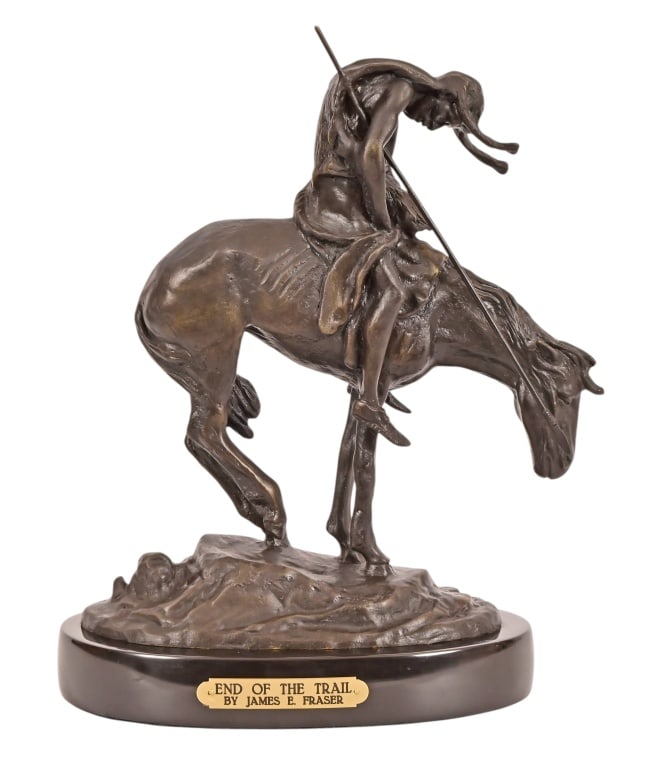 "End Of The Trail" Bronze by James E. Fraser: On marble base, 6" x 12" x 125"