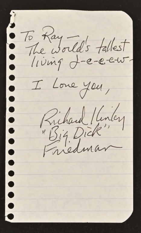 Ray Benson's Kinky Friedman Note, Card & Cigar: Note Measures 3" x 5".