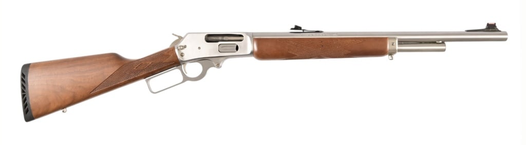 Marlin Model 1895 GS Lever Action Rifle.45-70 Govt: S/N: 93205795. 18 1/2" barrel, lever action rifle. Stainless. Modern.
