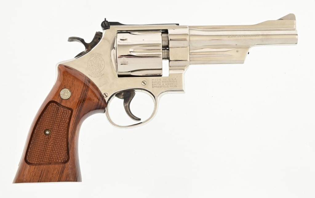 S&W Model 27-2 .357 Magnum Revolver: S/N N375932. 5" barrel. In wood case (14 x 8 x 3). Modern.