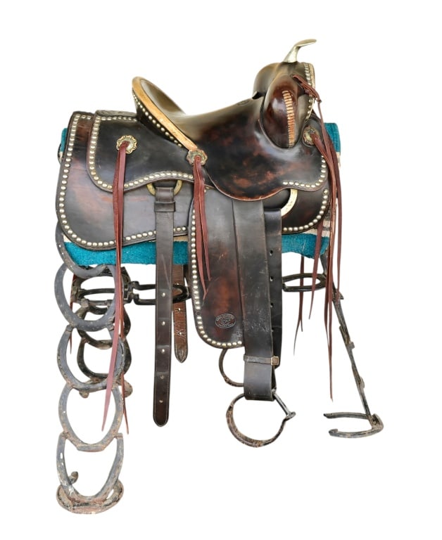 Fred Mueller Spotted Saddle Denver Colorado: Saddle & stand included.From the estate collection of former Mobil Oil President L.H. True