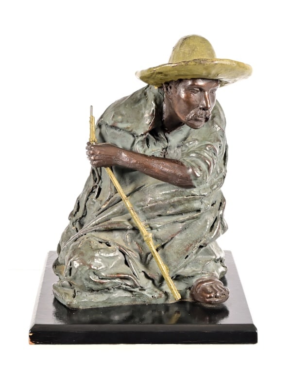 Mexican Hombre Bronze: 7 1/4 x 8 3 /4 x 10.From the estate collection of former Mobil Oil President L.H. True