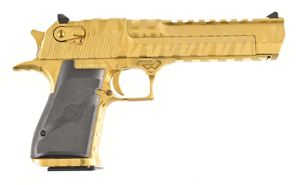 Magnum Research Desert Eagle .50 AE Gold Tiger: DK0003042. In original case. 6.5" barrel. Modern.
