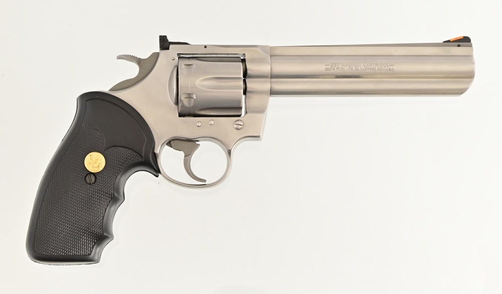 Colt King Cobra .357 Magnum Revolver: S/N: K4119C. Stainless steel, 6" barrel, rubber grips. Fac. Box. Modern.