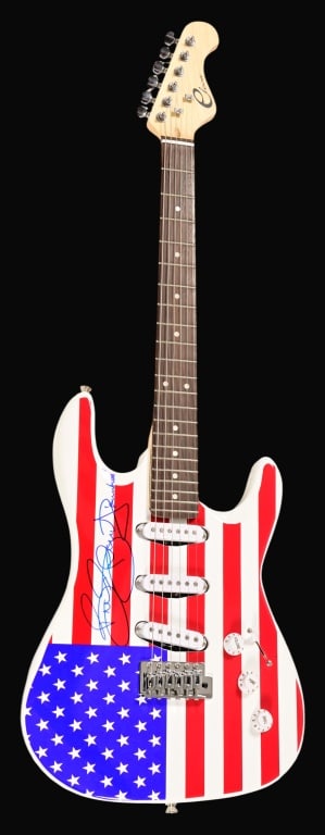 Bruce Spingsteen Autographed American Flag Guitar (1 of 6)
