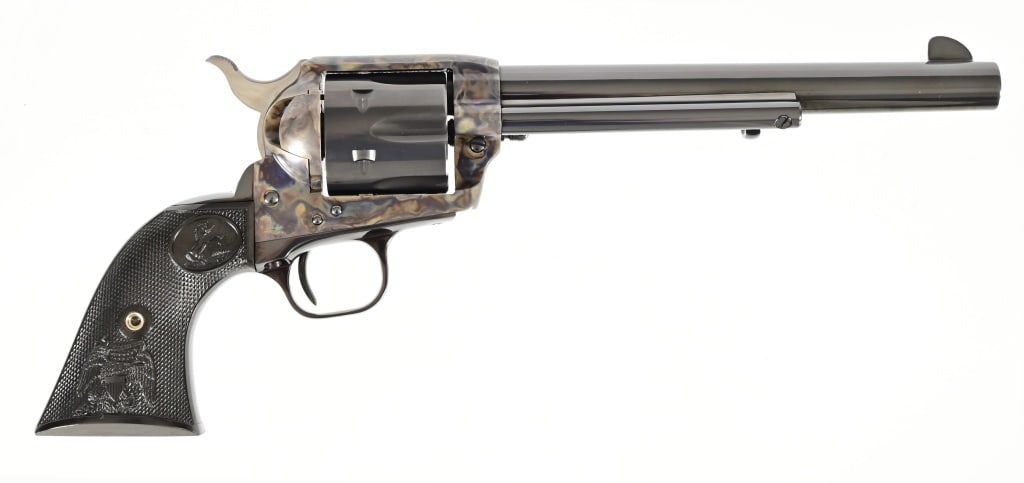 Colt Model 1873 SAA .45 Revolver: Black eagle grips, 3rd Gen, 7 1/2" barrel, original Colt box. Modern. 1998 production year,
