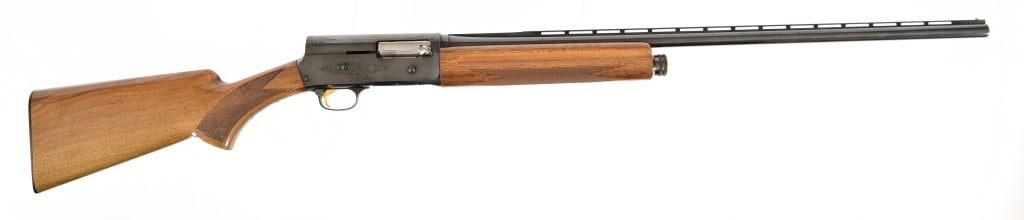 Browning A5 Magnum Twenty 20 Gauge Shotgun: Semi auto shotgun, chambered for 3" shells. 27 1/2" barrel. An additional number, possibly a drivers license number, has been etched onto the tang behind the trigger guard. Modern.
