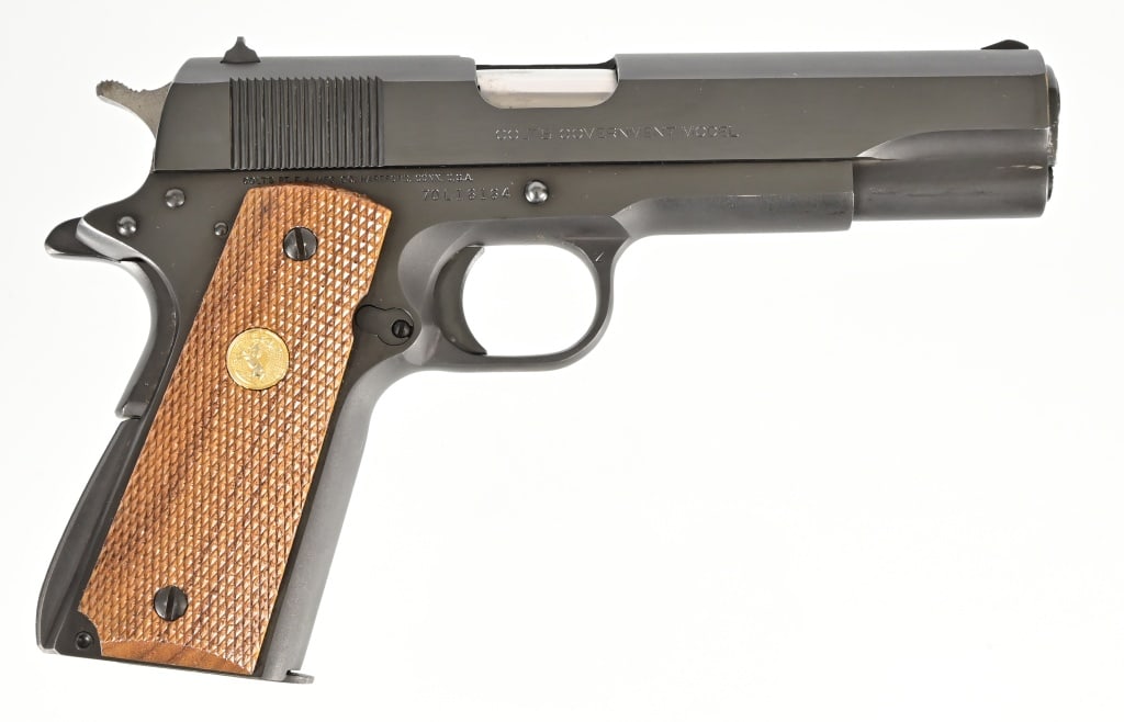 Colt 1911 MK IV Government Model 9mm Luger: Series 70, 5" barrel, blue finish, checkered grips, includes one extra magazine. In Colt factory box. Modern.