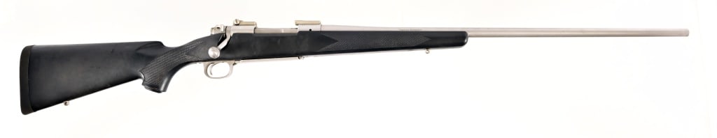 Winchester Model 70 .338 Stainless: Synthetic stock. 26" Barrel. Stainless metal. Modern.